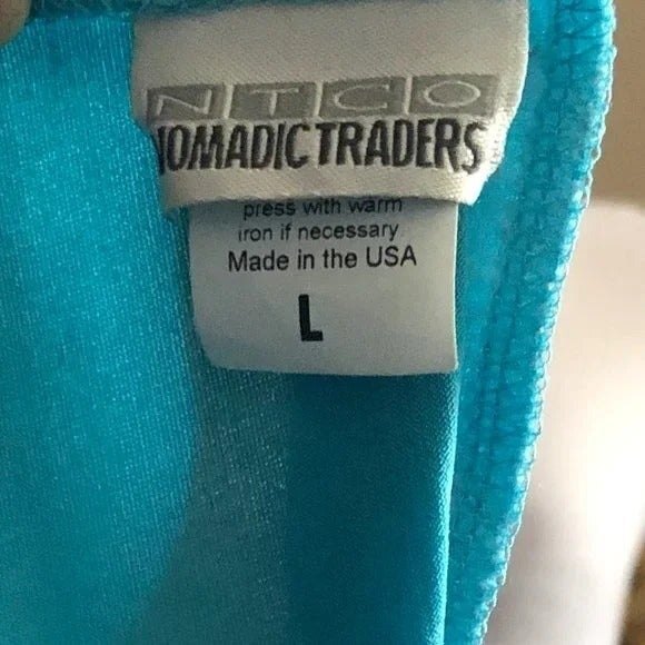 Nomadic Traders sz L Teal 3/4 Sleeve Stretch Blouse - Picture 5 of 7